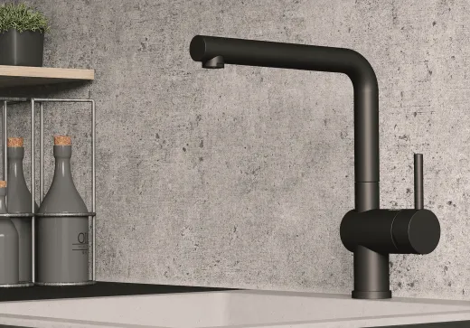 BLANCO Kchenarmatur Linus Sonderfarbe Schwarz matt Einhebelmischer mit Festauslauf