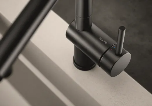 BLANCO Kchenarmatur Linus Sonderfarbe Schwarz matt Einhebelmischer mit Festauslauf