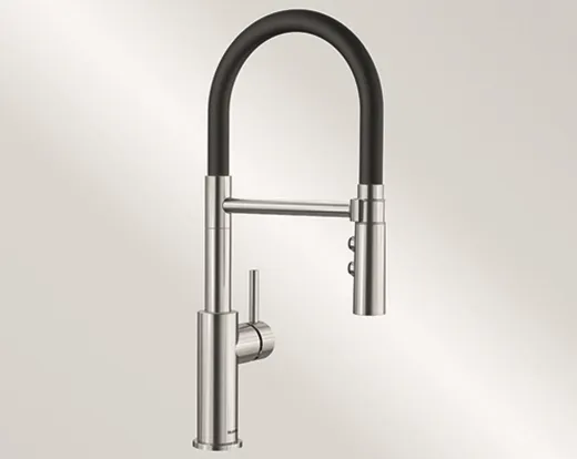 BLANCO Kchenarmatur Catris S Flexo Edelstahl PVD Steel/Schwarz Einhebelmischer mit flexibler Pendelbrause umstellbar