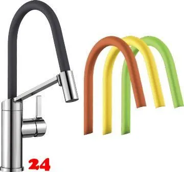 BLANCO Kchenarmatur Viu S Flexo Chrom/Mehrfarbig Einhebelmischer mit flexibler Pendelbrause