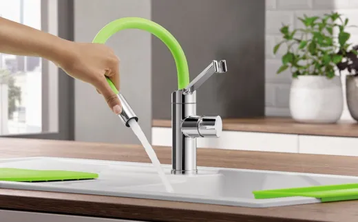 BLANCO Kchenarmatur Viu S Flexo Chrom/Mehrfarbig Einhebelmischer mit flexibler Pendelbrause