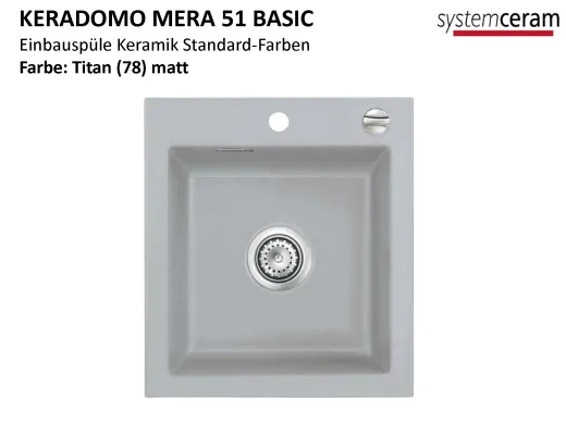 Systemceram KeraDomo MERA 51-BASIC Keramiksple / Einbausple in Standardfarben fr die Kche