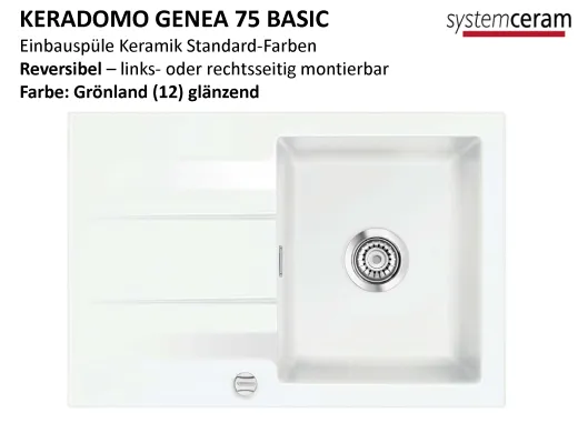 Systemceram KeraDomo GENEA 75-BASIC Keramiksple / Einbausple in Standardfarben fr die Kche