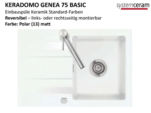 Systemceram KeraDomo GENEA 75-BASIC Keramiksple / Einbausple in Standardfarben fr die Kche