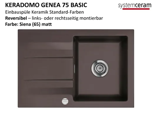 Systemceram KeraDomo GENEA 75-BASIC Keramiksple / Einbausple in Standardfarben fr die Kche