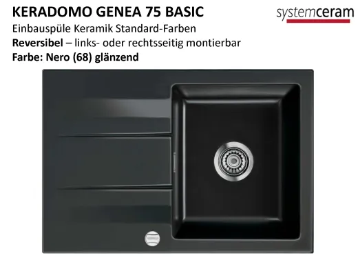 Systemceram KeraDomo GENEA 75-BASIC Keramiksple / Einbausple in Standardfarben fr die Kche