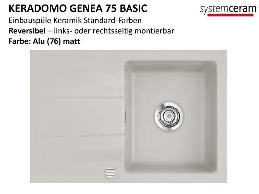 Systemceram KeraDomo GENEA 75-BASIC Keramiksple / Einbausple in Standardfarben fr die Kche