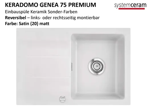 Systemceram KeraDomo GENEA 75-PREMIUM Keramiksple / Einbausple in Sonderfarben fr die Kche