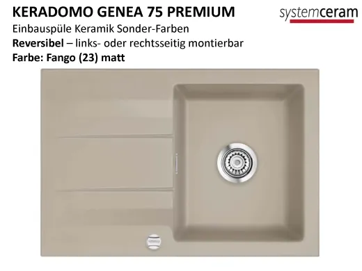 Systemceram KeraDomo GENEA 75-PREMIUM Keramiksple / Einbausple in Sonderfarben fr die Kche