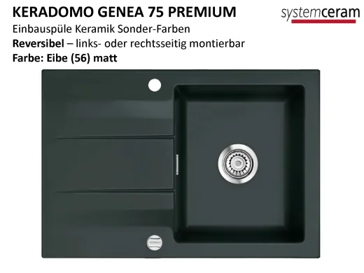 Systemceram KeraDomo GENEA 75-PREMIUM Keramiksple / Einbausple in Sonderfarben fr die Kche