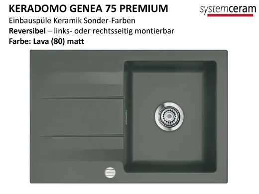 Systemceram KeraDomo GENEA 75-PREMIUM Keramiksple / Einbausple in Sonderfarben fr die Kche