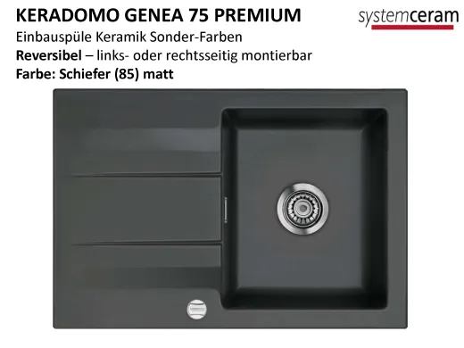 Systemceram KeraDomo GENEA 75-PREMIUM Keramiksple / Einbausple in Sonderfarben fr die Kche