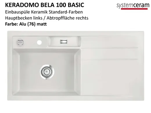 Systemceram KeraDomo BELA 100 Basic Keramiksple / Einbausple in Standardfarben fr die Kche