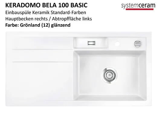 Systemceram KeraDomo BELA 100 Basic Keramiksple / Einbausple in Standardfarben fr die Kche