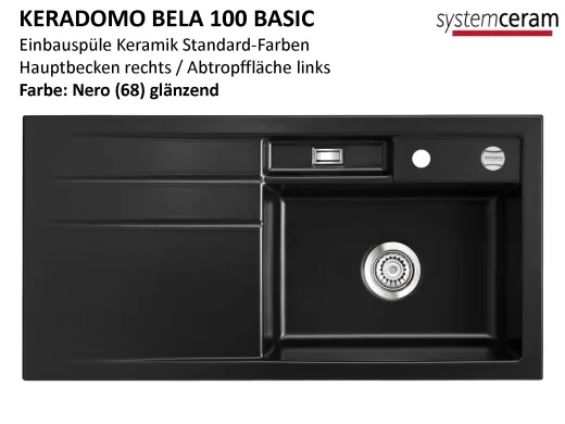 Systemceram KeraDomo BELA 100 Basic Keramiksple / Einbausple in Standardfarben fr die Kche