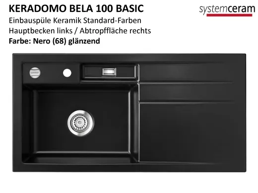 Systemceram KeraDomo BELA 100 Basic Keramiksple / Einbausple in Standardfarben fr die Kche