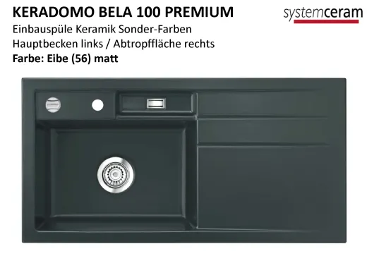 Systemceram KeraDomo BELA 100 Premium Keramiksple / Einbausple in Sonderfarben fr die Kche