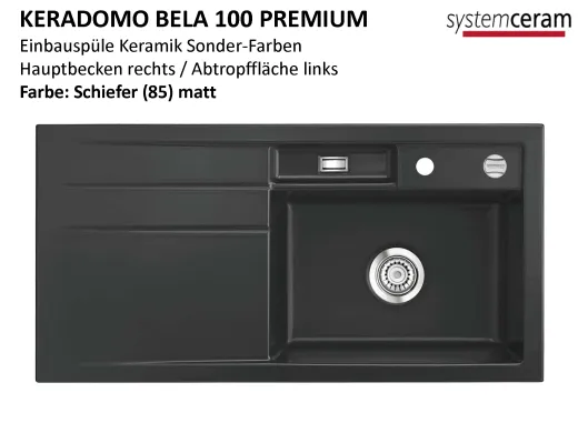 Systemceram KeraDomo BELA 100 Premium Keramiksple / Einbausple in Sonderfarben fr die Kche