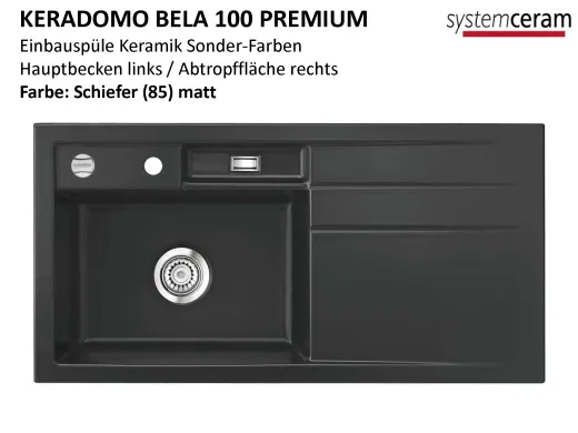 Systemceram KeraDomo BELA 100 Premium Keramiksple / Einbausple in Sonderfarben fr die Kche