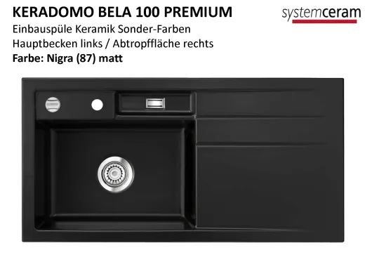 Systemceram KeraDomo BELA 100 Premium Keramiksple / Einbausple in Sonderfarben fr die Kche