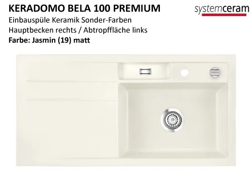 Systemceram KeraDomo BELA 100 Premium Keramiksple / Einbausple in Sonderfarben fr die Kche