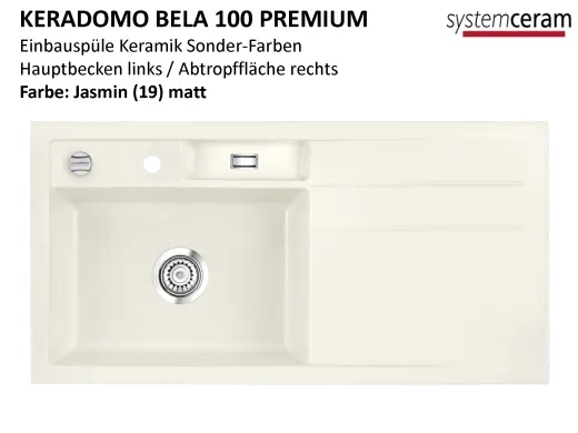 Systemceram KeraDomo BELA 100 Premium Keramiksple / Einbausple in Sonderfarben fr die Kche