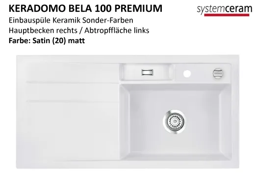 Systemceram KeraDomo BELA 100 Premium Keramiksple / Einbausple in Sonderfarben fr die Kche