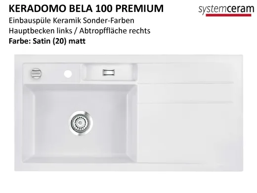 Systemceram KeraDomo BELA 100 Premium Keramiksple / Einbausple in Sonderfarben fr die Kche