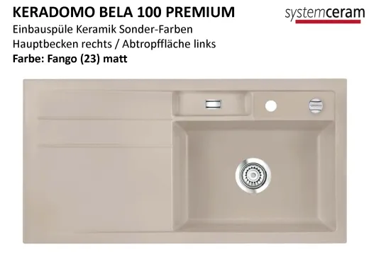 Systemceram KeraDomo BELA 100 Premium Keramiksple / Einbausple in Sonderfarben fr die Kche
