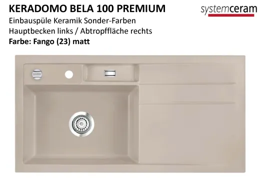 Systemceram KeraDomo BELA 100 Premium Keramiksple / Einbausple in Sonderfarben fr die Kche