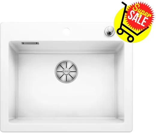 ✅ BLANCO Palona 6-Keramik Einbausple / Keramiksple mit Zugexcenter Farbe Kristallweiss glnzend