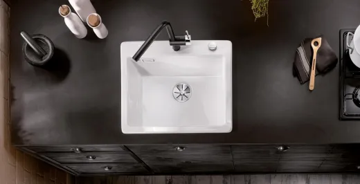 ✅ BLANCO Palona 6-Keramik Einbausple / Keramiksple mit Zugexcenter Farbe Kristallweiss glnzend