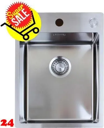 ✅ TASCA ASOLO AA34 HLB Kchensple / Edelstahlsple mit Flachrand Siebkorb als Druckknopfventil