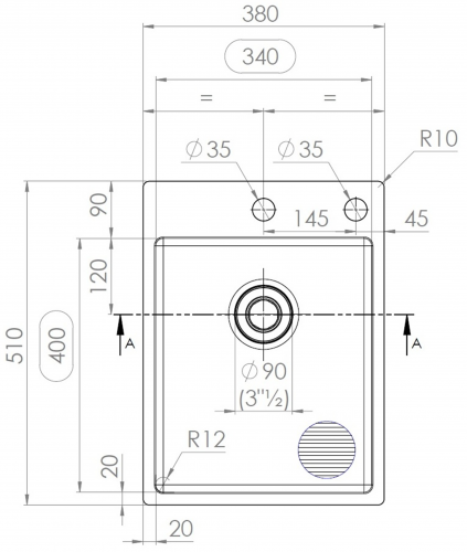 {Lager} BERNUS CUBIXX II 340 SOFT HLB Küchenspüle / Edelstahlspüle mit Flachrand Siebkorb als Druckknopfventil