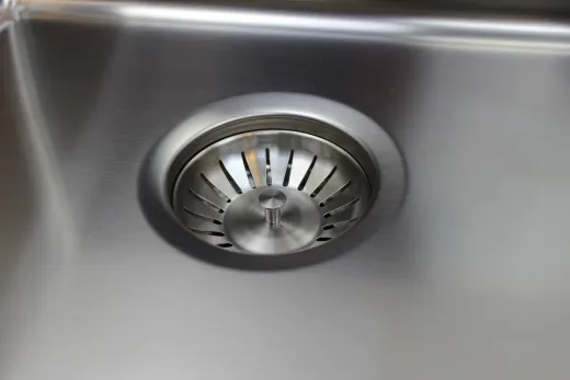 ✅ TASCA ASOLO AA34 HLB Kchensple / Edelstahlsple mit Flachrand Siebkorb als Druckknopfventil