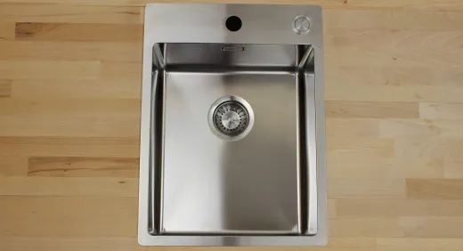 ✅ TASCA ASOLO AA34 HLB Kchensple / Edelstahlsple mit Flachrand Siebkorb als Druckknopfventil