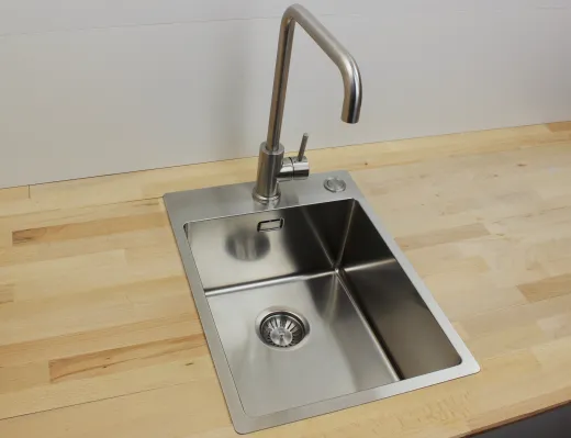 ✅ TASCA ASOLO AA34 HLB Kchensple / Edelstahlsple mit Flachrand Siebkorb als Druckknopfventil