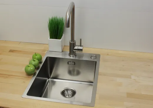 ✅ TASCA ASOLO AA34 HLB Kchensple / Edelstahlsple mit Flachrand Siebkorb als Druckknopfventil