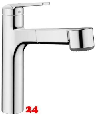 KWC Kchenarmatur Domo 6.0 10.661.033.000FL Einhebelmischer Chrom mit Zugauslauf und Brausefunktion (124922)