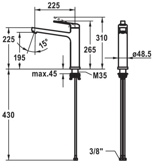 KWC Kchenarmatur Domo 6.0 10.661.043.000FL Einhebelmischer Chrom mit Festauslauf fr Unterfenstermontage (124920)