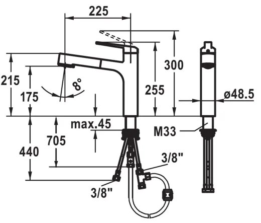 KWC Kchenarmatur Domo 6.0 10.665.033.000FL Einhebelmischer Chrom mit Zugauslauf und Brausefunktion Niederdruck (124924)