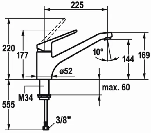 KWC Kchenarmatur Isla 10.375.023.000FL Einhebelmischer Chrom mit Festauslauf Niederdruck (10375023000FL)