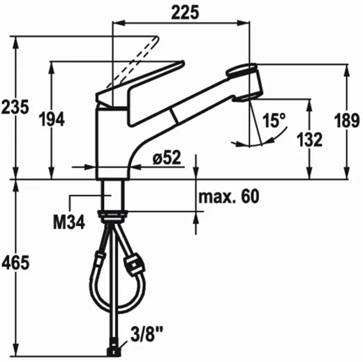 KWC Kchenarmatur Isla 10.371.033.000FL Einhebelmischer Chrom mit Zugauslauf und Brausefunktion (123994)