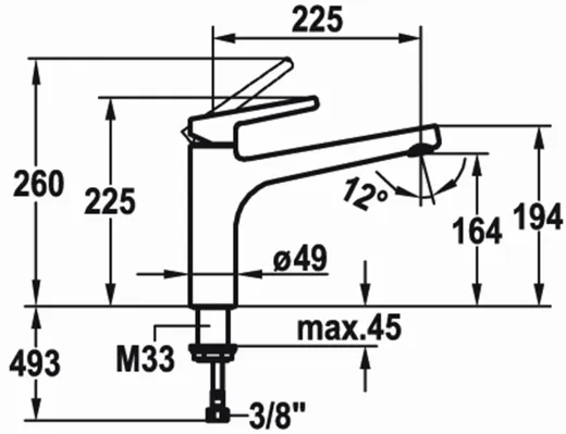 KWC Kchenarmatur Suno 10.175.023.000FL Einhebelmischer Chrom mit Festauslauf Niederdruck (123954)