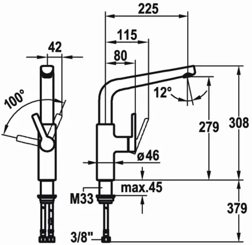 KWC Kchenarmatur Suno 10.171.013.000FL Einhebelmischer Chrom mit Festauslauf (123967)