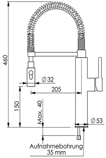 KWC Kchenarmatur Kuri Inox 125.033.700 Einhebelmischer Edelstahl mit Pendelbrause (125.033.700)