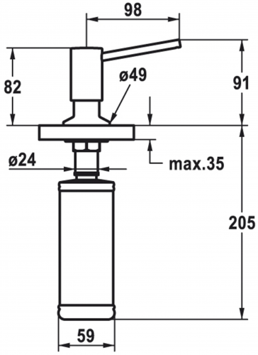 KWC Seifenspender Basic Z.538.409.177 Splmittelspender / Dispenser Brushed Steel