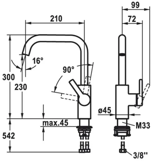 KWC Kchenarmatur Luna-E 10.441.013.000FL Einhebelmischer Chrom mit Festauslauf (125131)