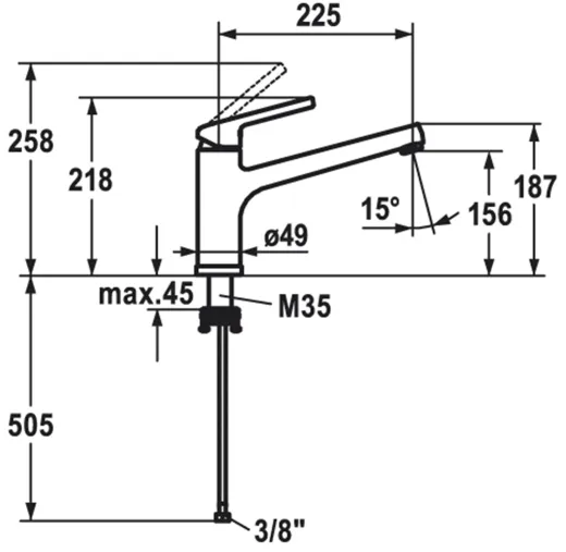 KWC Kchenarmatur Luna-E 10.441.043.000FL Einhebelmischer Chrom mit Festauslauf fr Unterfenstermontage (125135)