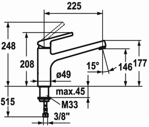 KWC Kchenarmatur Luna-E 10.441.023.176FL Einhebelmischer Matt Black mit Festauslauf (124748)